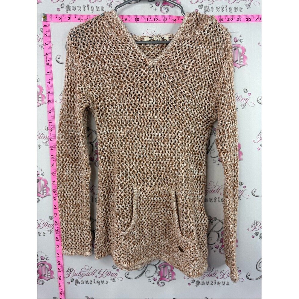 Roxy sweater crochet knitted Open-Knit V-Neck Sweater